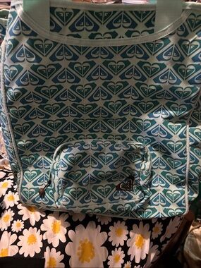 Roxy Teal and White Patterned Backpack